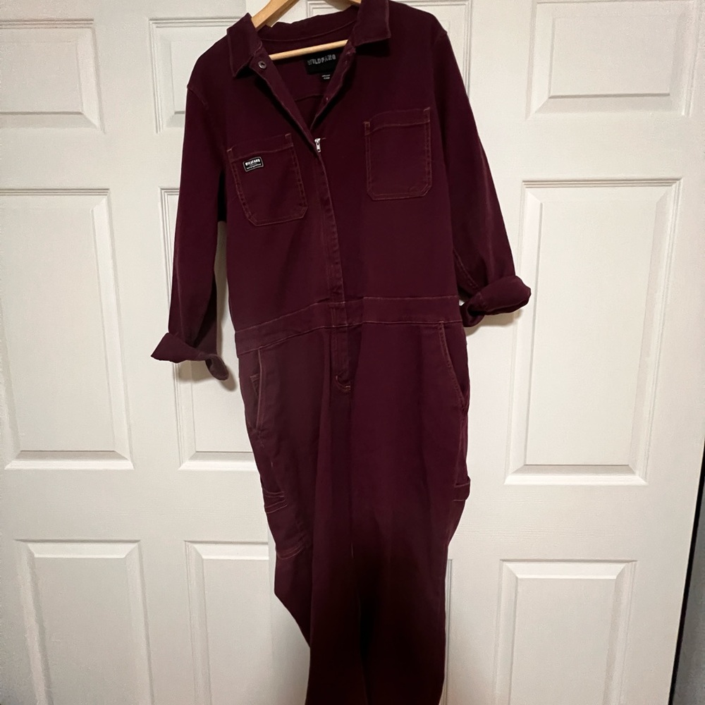Wildfang The Essential Long Sleeve Coverall in merlot